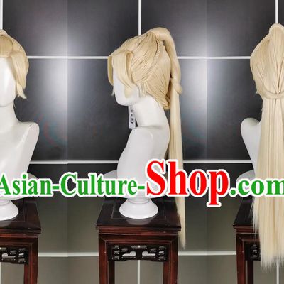 Timeless Elf Jin Zhengtai Wig Headdress Sword Three Cosplay Wig Blonde