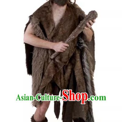 Fancy Ball Primitive Man Costume Cosplay Savage Outfit Professional Halloween Stage Performance the Stone Age Clothing