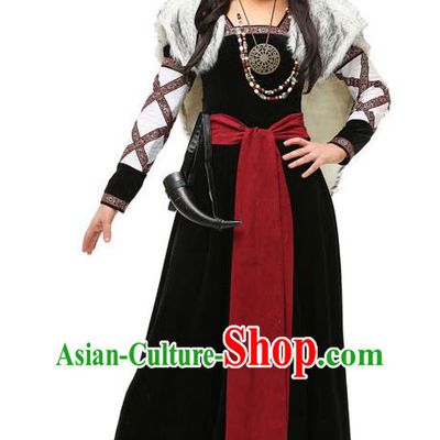 Halloween Fancy Ball Costume Cosplay Vikings Dress Renaissance Stage Performance Woman Pirate Clothing