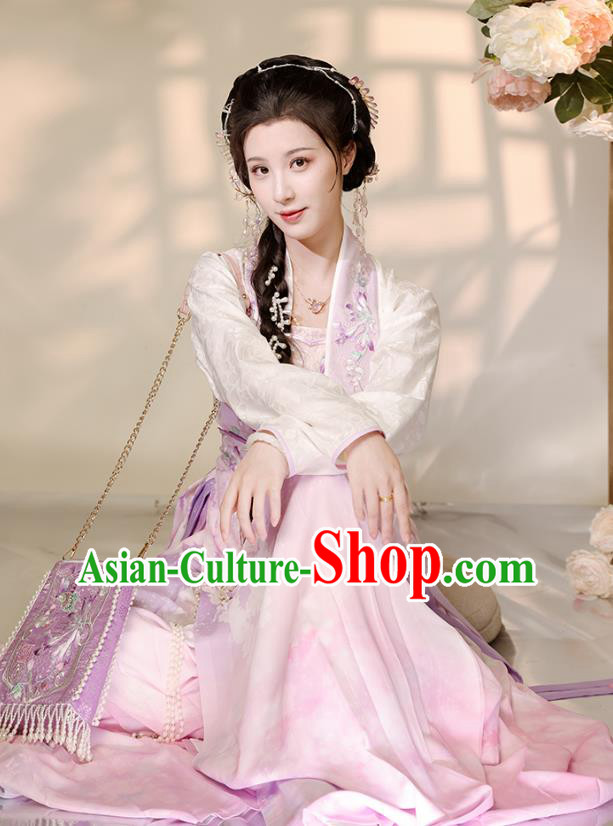China Song Dynasty Historical Costumes Embroidered Purple Hanfu Ancient Noble Lady Clothing China Song Dynasty Historical Costumes Embroidered Purple Hanfu Ancient Noble Lady Clothing
