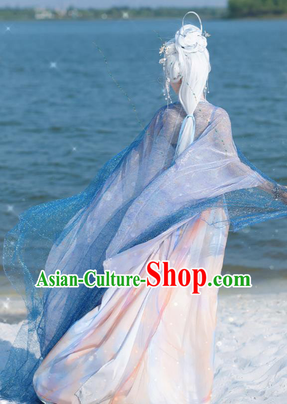 Ice Queen Hanfu China Ancient Goddess Clothing Fairy Blue Hezi Dress Ice Queen Hanfu China Ancient Goddess Clothing Fairy Blue Hezi Dress