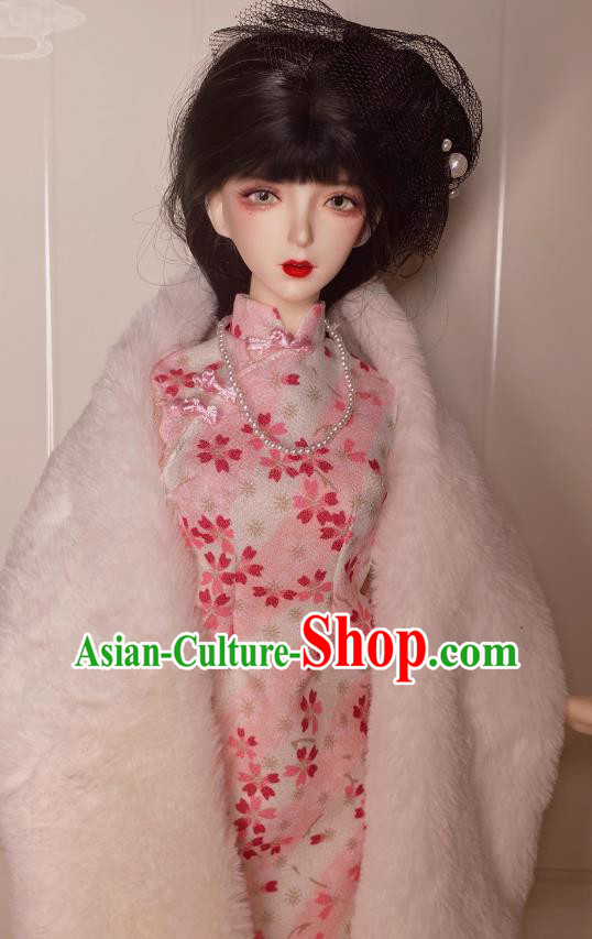 Top Figurine Qipao Clothing Sexy Girl Pink Cheongsam Customize Handmade BJD Costume