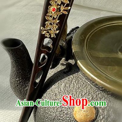 Chinese Handmade Ebony Hairpin Traditional Hanfu Wood Hair Stick Cheongsam Hair Jewelry Christmas Gift