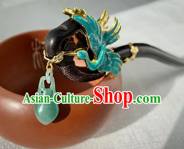 Traditional Ebony Hairpin Cheongsam Hair Jewelry Handmade Christmas Gift Chinese Hanfu Cloisonne Crane Headgear Traditional Ebony Hairpin Cheongsam Hair Jewelry Handmade Christmas Gift Chinese Hanfu Cloisonne Crane Headgear