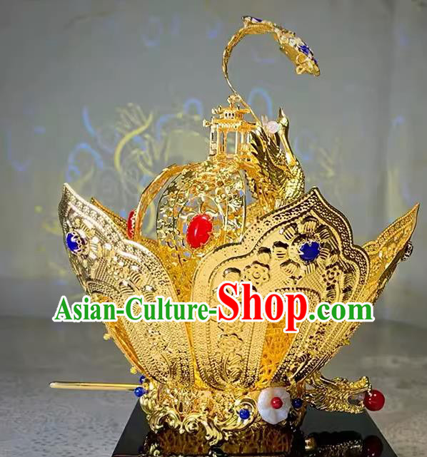 Chinese Taoism Master Headgear Traditional Taoist Priest Lotus Crown Handmade Tai Chi Hat Chinese Taoism Master Headgear Traditional Taoist Priest Lotus Crown Handmade Tai Chi Hat
