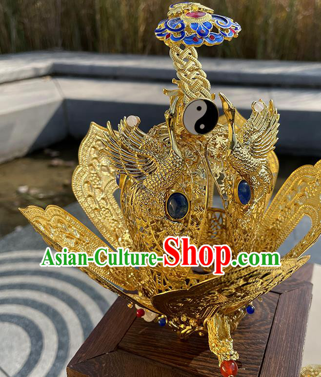 Chinese Taoism Master Headgear Traditional Taoist Priest Lotus Crown Handmade Tai Chi Hat Chinese Taoism Master Headgear Traditional Taoist Priest Lotus Crown Handmade Tai Chi Hat