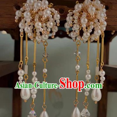 Handmade Pearls Ear Jewelries Chinese Traditional Jewelry Cheongsam Tassel Earring