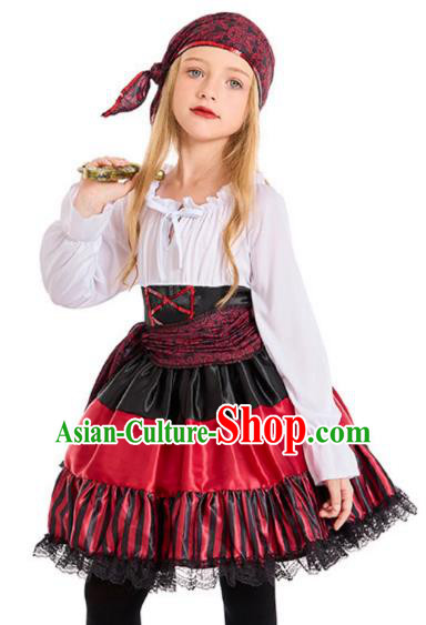Top Halloween Costumes Cosplay European Medieval Pirate Captain Dress Christmas Drama Performance Clothing for Girls