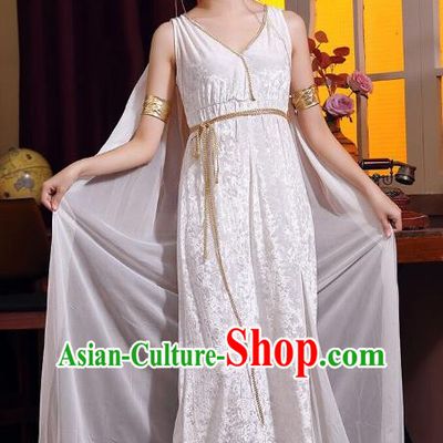 Christmas Drama Performance Clothing Top Halloween Costumes Cosplay Greek Myths Goddess Athena White Dress