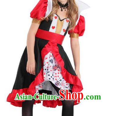 Top Halloween Children Costume Cosplay Red Queen Dress Christmas Stage Performance Clothing