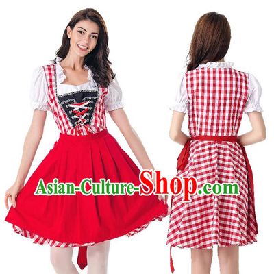 Traditional Bavarian Clothing German Beer Girl Red Dress European Munich Stage Performance Costume