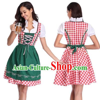 European Munich Stage Performance Costume Traditional Bavarian Clothing German Beer Waitress Green Dress