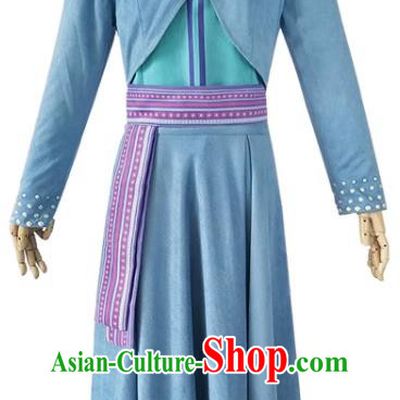 Christmas Stage Performance Costume European Retro Clothing Top England Princess Blue Velvet Dress