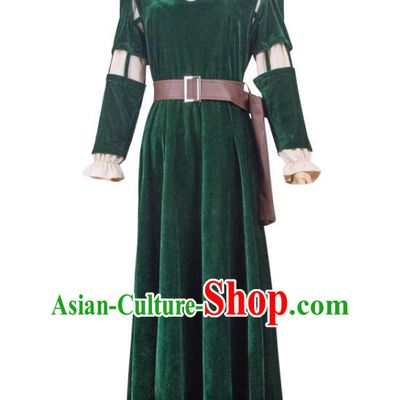 European Retro Clothing Top England Princess Green Velvet Dress Christmas Stage Performance Costume