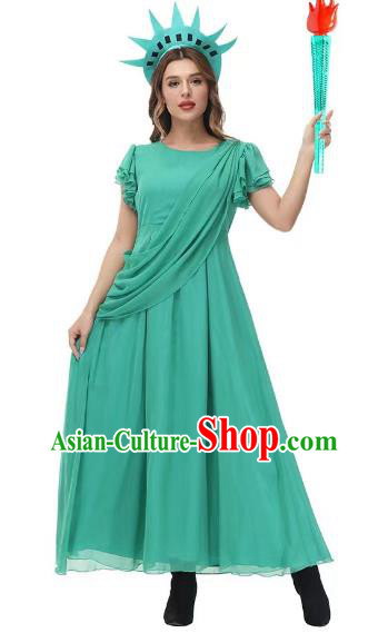 Christmas Drama Performance Costume Greek Myths Goddess Clothing Cosplay Liberty Queen Green Dress Christmas Drama Performance Costume Greek Myths Goddess Clothing Cosplay Liberty Queen Green Dress