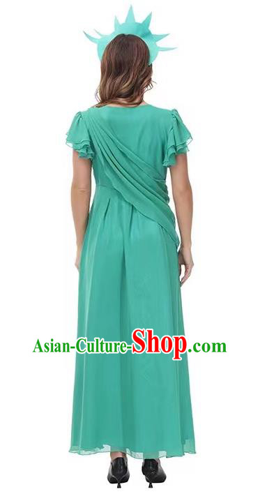 Christmas Drama Performance Costume Greek Myths Goddess Clothing Cosplay Liberty Queen Green Dress Christmas Drama Performance Costume Greek Myths Goddess Clothing Cosplay Liberty Queen Green Dress