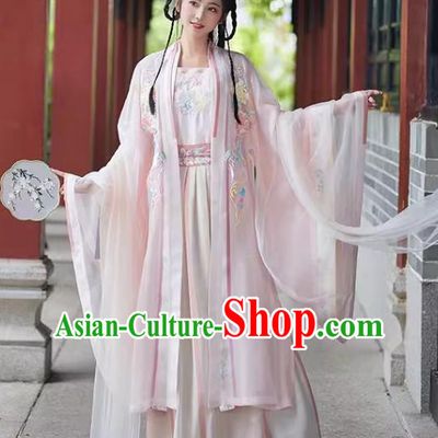 China Ancient Royal Princess Costumes Embroidered Pink Qiyao Ruqun Song Dynasty Woman Hanfu Clothing