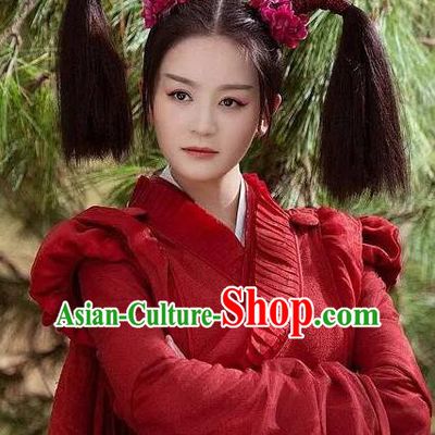 2021 TV Series Demi Gods and Semi Devils China Ancient Ling Jiu Palace Master Tianshan Tonglao Replica Costume Red Dress