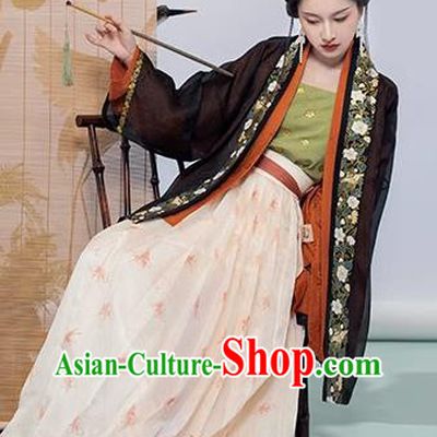 China Ancient Song Dynasty Young Lady Dress Costumes Traditional Hanfu Complete Set