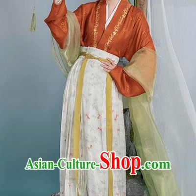 China Ancient Princess Clothing Song Dynasty Noble Lady Costumes Traditional Hanfu Dress Red Blouse and Skirt Complete Set