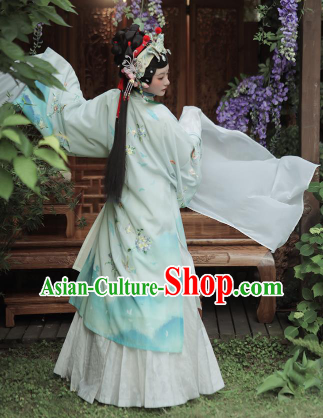 China Ancient Ming Dynasty Court Woman Costume Traditional Shaoxing Opera Water Sleeve Hanfu Dresses China Ancient Ming Dynasty Court Woman Costume Traditional Shaoxing Opera Water Sleeve Hanfu Dresses