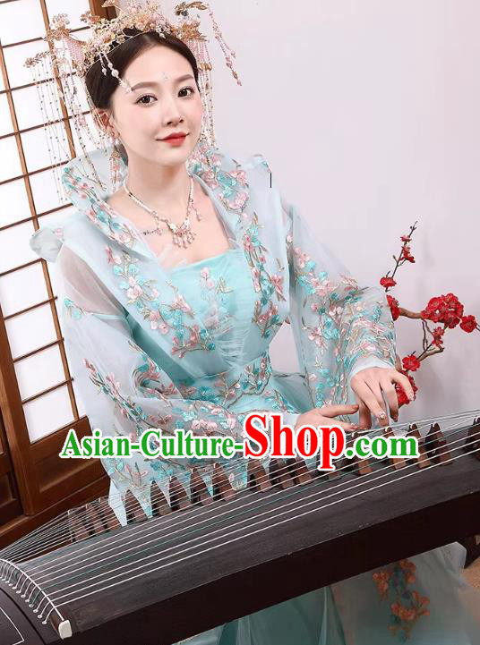 China Tang Dynasty Empress Clothing Blue Hanfu Dress Ancient Royal Queen Costume China Tang Dynasty Empress Clothing Blue Hanfu Dress Ancient Royal Queen Costume