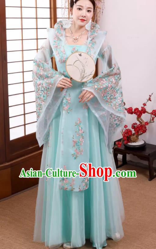 China Tang Dynasty Empress Clothing Blue Hanfu Dress Ancient Royal Queen Costume China Tang Dynasty Empress Clothing Blue Hanfu Dress Ancient Royal Queen Costume