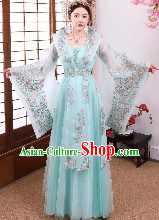 China Tang Dynasty Empress Clothing Blue Hanfu Dress Ancient Royal Queen Costume China Tang Dynasty Empress Clothing Blue Hanfu Dress Ancient Royal Queen Costume