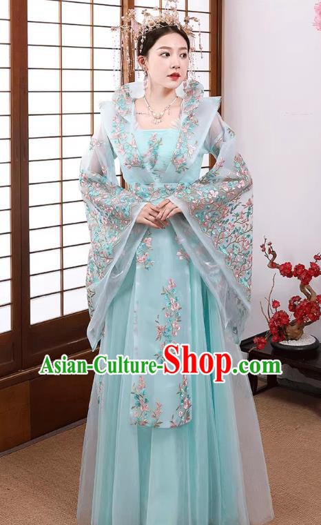 China Tang Dynasty Empress Clothing Blue Hanfu Dress Ancient Royal Queen Costume China Tang Dynasty Empress Clothing Blue Hanfu Dress Ancient Royal Queen Costume