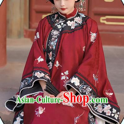 China Qing Dynasty Historical Costumes Embroidered Red Blouse and White Mamian Skirt Ancient Noble Lady Clothing