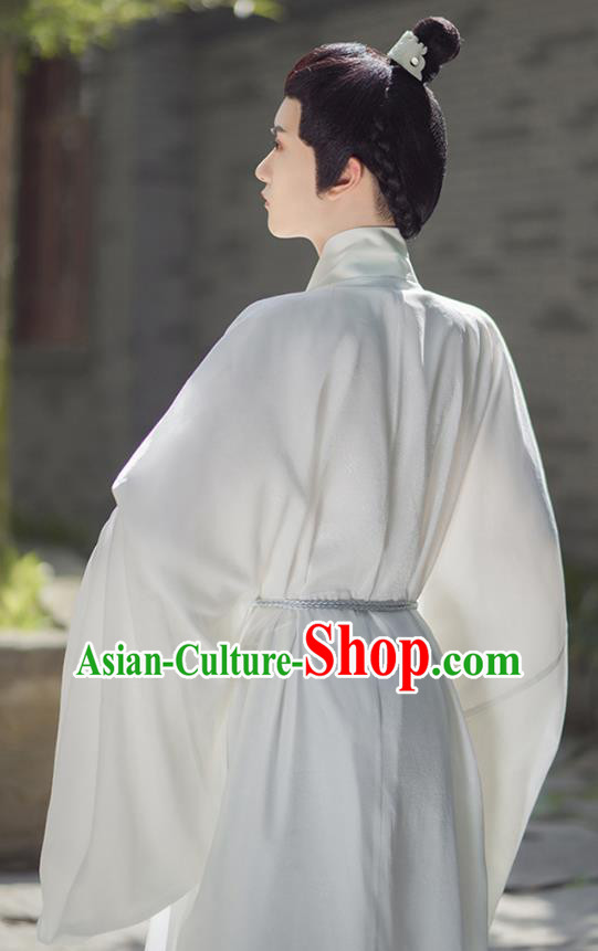 China Ancient Scholar Clothing Ming Dynasty Historical Costume Male White Hanfu Robe China Ancient Scholar Clothing Ming Dynasty Historical Costume Male White Hanfu Robe
