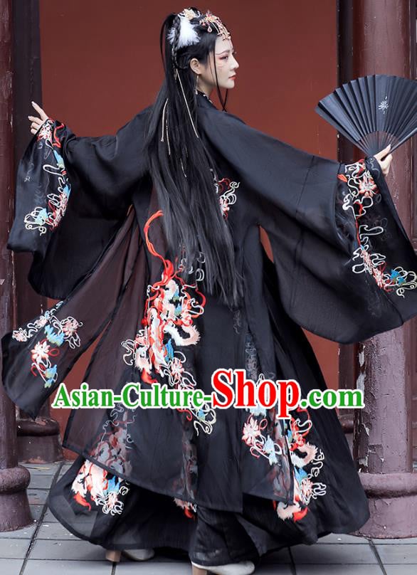 China Female Hanfu Black Ruqun Ancient Fairy Clothing Song Dynasty Embroidered Historical Costumes China Female Hanfu Black Ruqun Ancient Fairy Clothing Song Dynasty Embroidered Historical Costumes