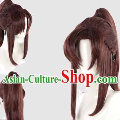 Sailor Moon Makoto Kino Cosplay Wig Mixed Brown Single Ponytail Full Head Cover