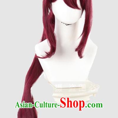 Magical Girl Madoka Sakura Kyoko Cosplay Wig Tiger Mouth Clip Single Ponytail Full Wig