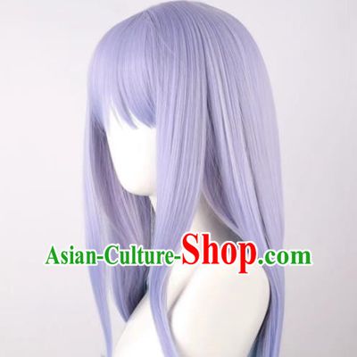 Unpredictable Awaren Classmate Awaren Reina Gray Purple Gradient Double Layer Cos Wig