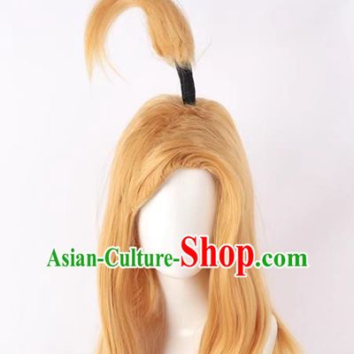 Naruto Deidara Cosplay Wig Original Golden Long Hair Cos