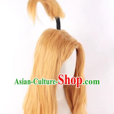 Naruto Deidara Cosplay Wig Original Golden Long Hair Cos
