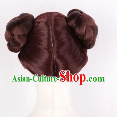 Brown Fitted Bun Style Cosplay Wig