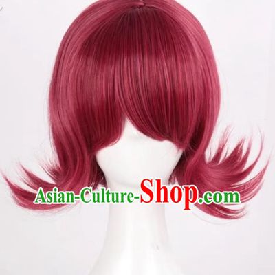 Arknights Ark Angel Burgundy Reversed Short Hair Cosplay Anime Full Wig
