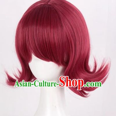 Arknights Ark Angel Burgundy Reversed Short Hair Cosplay Anime Full Wig