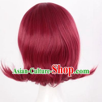 Arknights Ark Angel Burgundy Reversed Short Hair Cosplay Anime Full Wig
