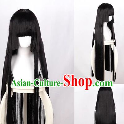 Hell Girl Enma Ai Horaishan Kaguya Snow Girl 100cm Black Mixed Purple Long Straight Cos Wig