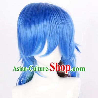 Dramatical Murder DMMD Celeste Vanilla Blue Thickened Mixed Color Gradient COS Wig