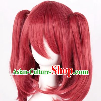 Kurosawa Ruby Water Ball Aqours Small Tiger Mouth Clip Mixed Dark Red Cosplay Anime Wig