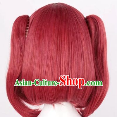 Kurosawa Ruby Water Ball Aqours Small Tiger Mouth Clip Mixed Dark Red Cosplay Anime Wig