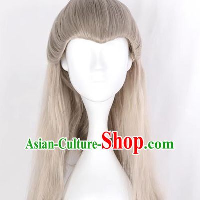 Beauty Long Curly Hair Perm Flaxen Men Stage Cosplay Thor Cosplay Wig