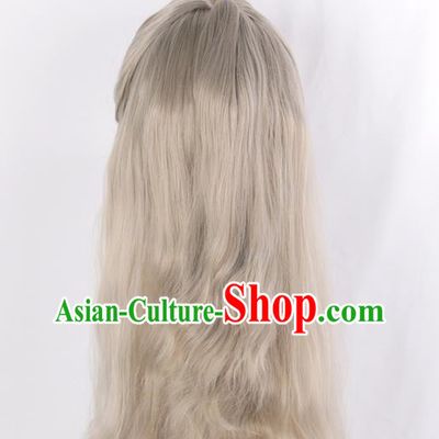Beauty Long Curly Hair Perm Flaxen Men Stage Cosplay Thor Cosplay Wig