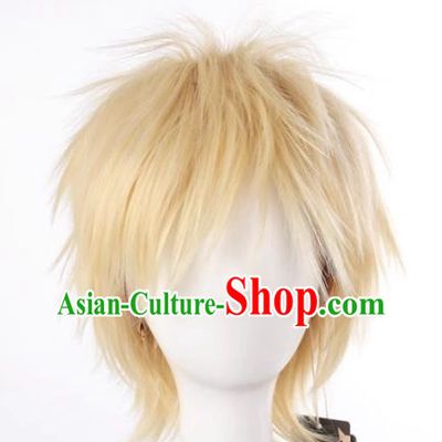 Cos Wig Volleyball Boy Tsukishima Hotaru Light Yellow Short Hair Small Broken Up Men Anime Short Hair