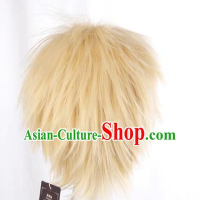 Cos Wig Volleyball Boy Tsukishima Hotaru Light Yellow Short Hair Small Broken Up Men Anime Short Hair