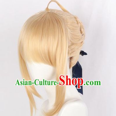 Fate My King Saber Mixed Golden Hair Version Cosplay Ladies Anime Wig